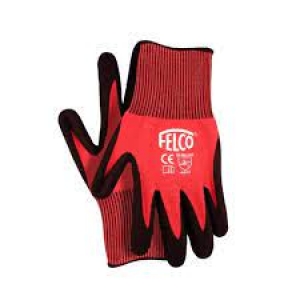 Workwear gloves of 13 gauge JPPE knitted with nitrile coating, red and black. Si